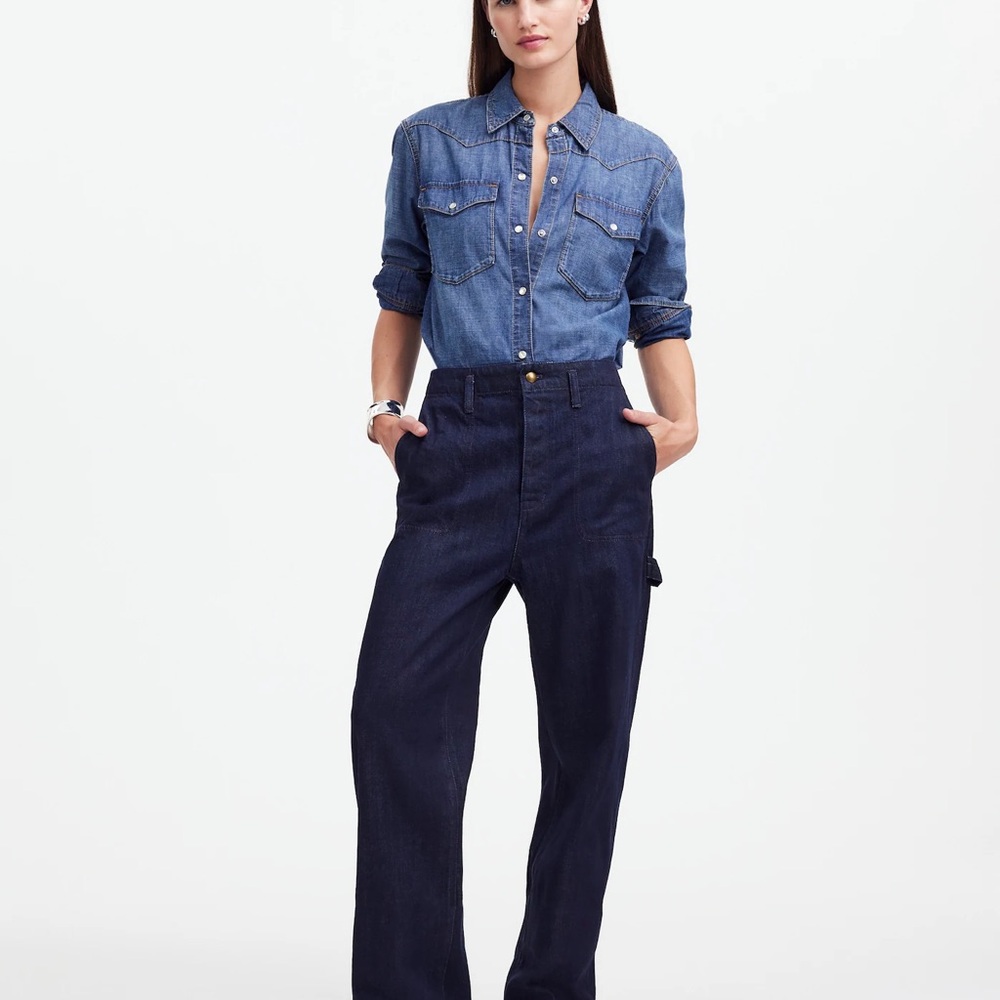 Madewell High-Rise Straight Jeans in Dark Blue Indigo